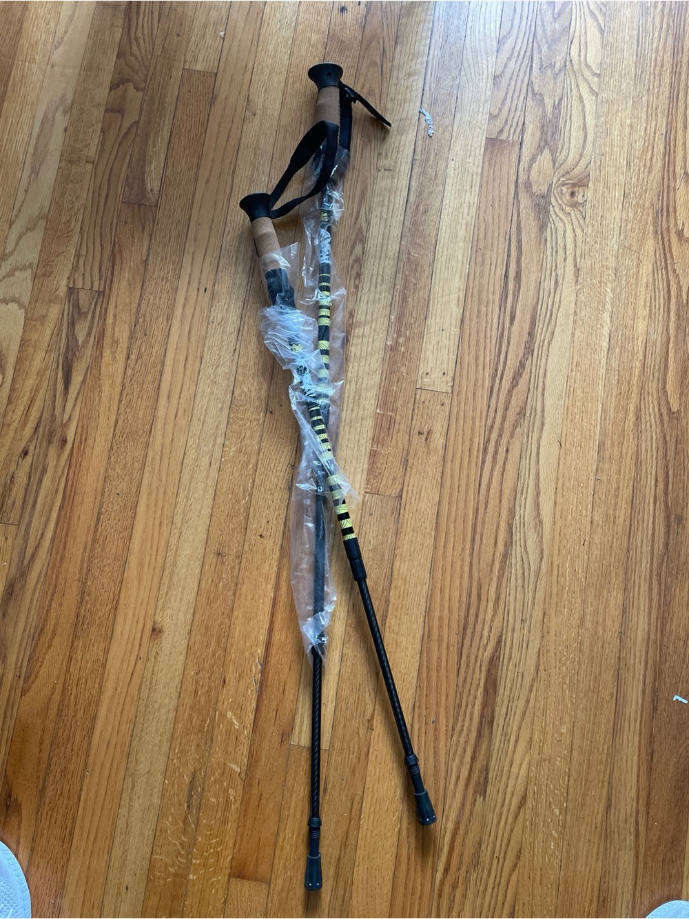 Unbranded Black and Yellow Adjustable Trekking Poles - Pair